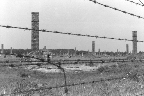 A photo of chimneys at Birkenau