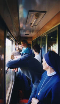 A photo of the inside of a PKP car